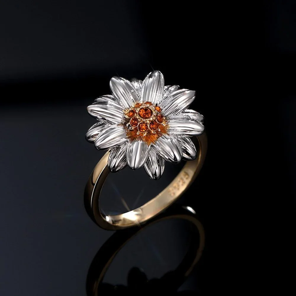 💞Summer Party Sweet Flower Thin Zircon Gold Rings for Women, MARR9144